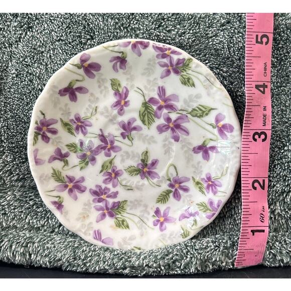 Vintage Mini Inarco Saucer & Demitasse Cup Flowers Purple - Picture 5 of 9